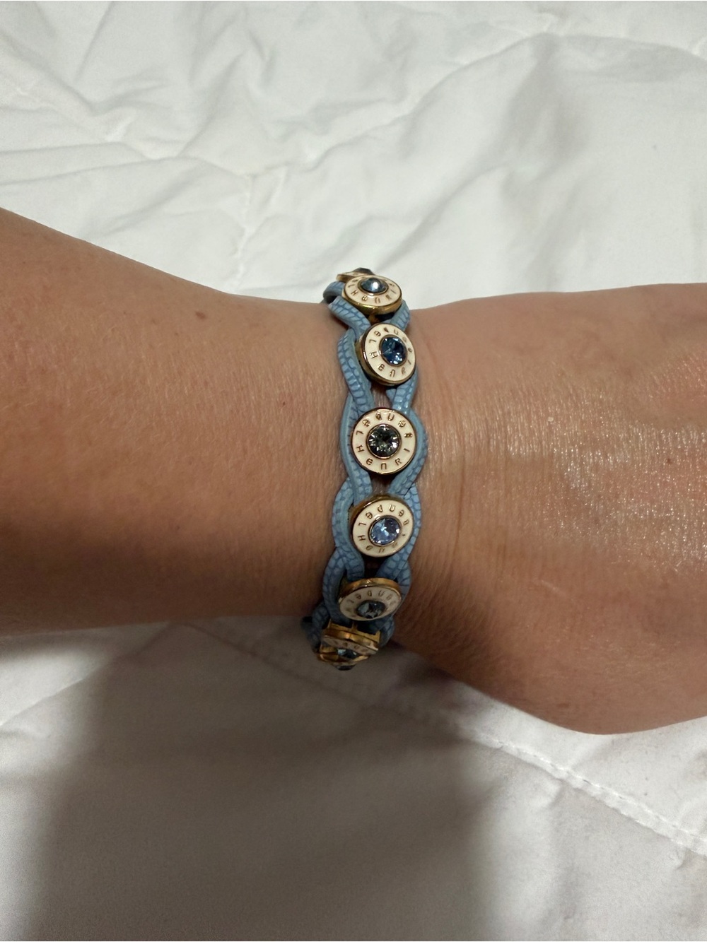 Henri Bendel Blue Braided Crystal Disc Bracelet